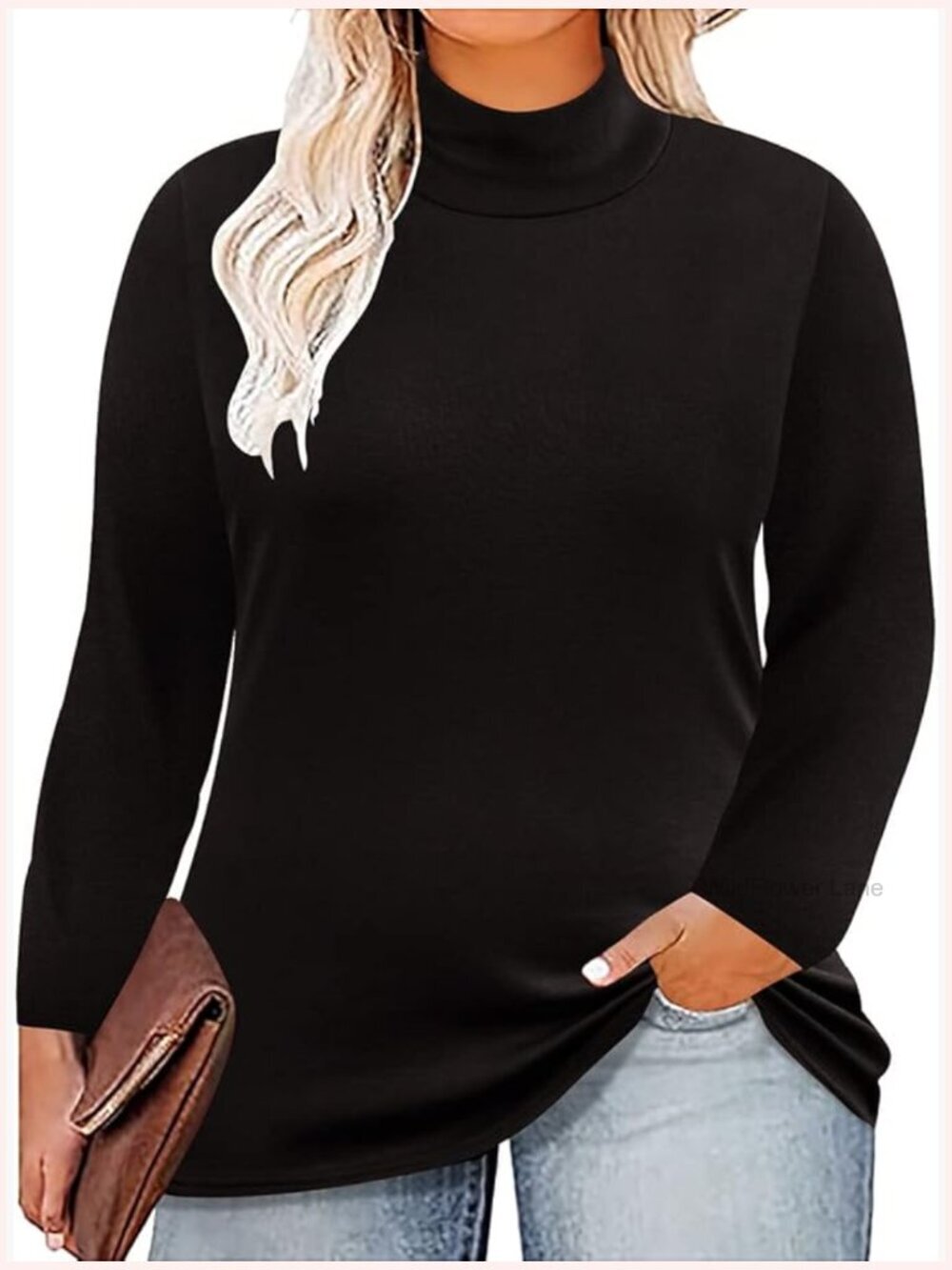 Plus Size Turtleneck Long Sleeve Mock Neck Tunic Top XL-6XL